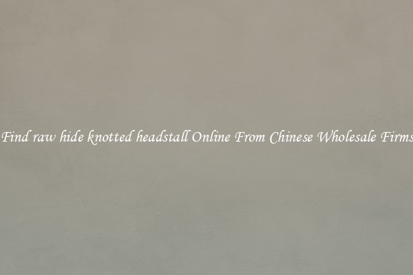 Find raw hide knotted headstall Online From Chinese Wholesale Firms