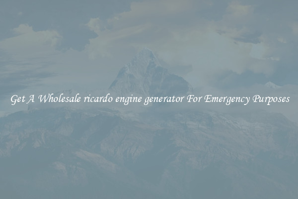 Get A Wholesale ricardo engine generator For Emergency Purposes